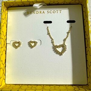 **Brand New** Kendra Scott gold heart necklace and earrings set